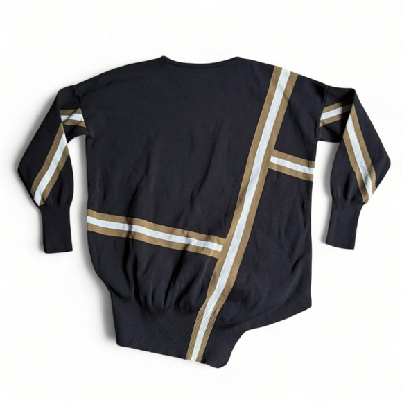 Belstaff dark charcoal black sweater olive green and white stripes Size S - Picture 4 of 6